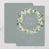Snowberry + Eucalyptus Christmas Wreath Non-Photo シーズンカード (正面/裏面)