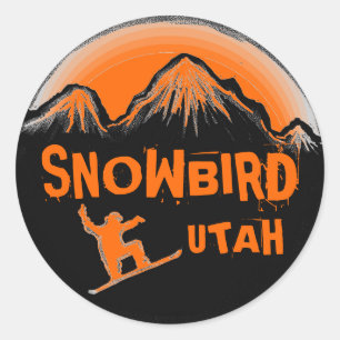 Snowbirdのユタのオレンジテーマのスノーボードのステッカー ラウンドシール