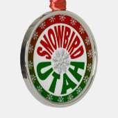 Snowbirdのユタの赤い緑の雪片のオーナメント メタルオーナメント (右)