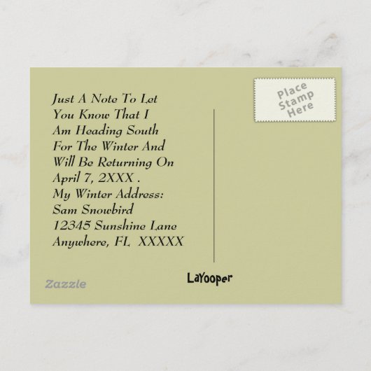 SNOWBIRDの発表の冬の住所郵便はがき 案内ポストカード (裏面)