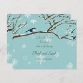 Snowbirdsおよび雪片ロビン青いRSVP 出欠カード (正面/裏面)