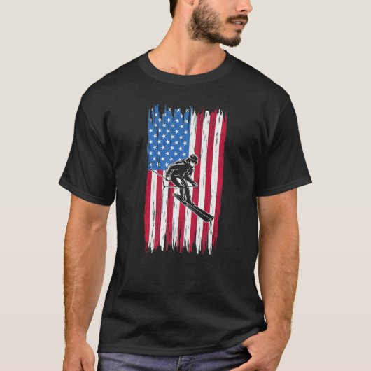 Snowboard American Flag Patriotic Snowboard Snowbo Tシャツ (正面)