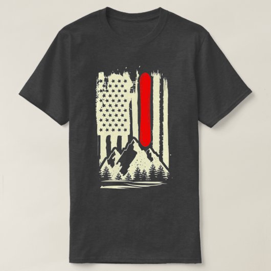 Snowboard American Flag Winter Sports Alpine Snowb Tシャツ (デザイン正面)