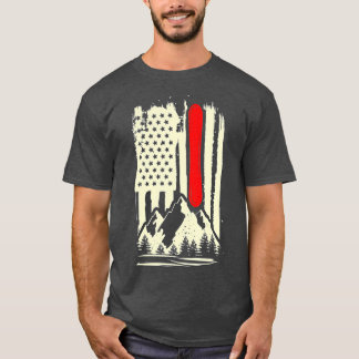 Snowboard American Flag Winter Sports Alpine Snowb Tシャツ