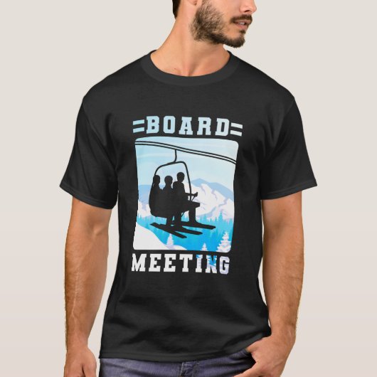 Snowboard Board Meeting Ski Lift Skier Winter Spor Tシャツ (正面)