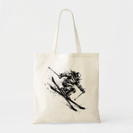 Snowboard Brush Art - スキーヤー 女性 - Japowロゴなし トートバッグ