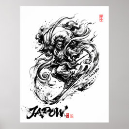 Snowboard Brush Art - Ski Fujin God ポスター