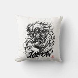 Snowboard Brush Art - Skier Fujin God クッション