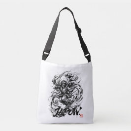 Snowboard Brush Art - Skier Fujin God クロスボディバッグ
