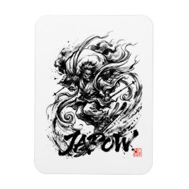 Snowboard Brush Art - Skier Fujin God マグネット