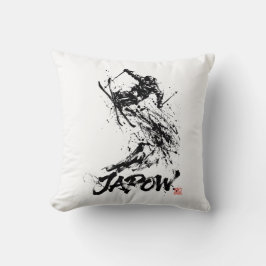 Snowboard Brush Art - Skier jump クッション