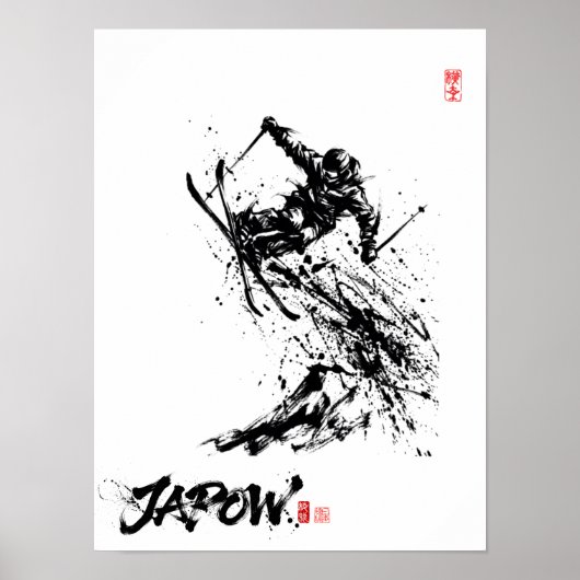 Snowboard Brush Art - Skier Jump ポスター (正面)