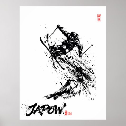 Snowboard Brush Art - Skier Jump ポスター (正面)