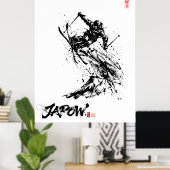 Snowboard Brush Art - Skier Jump ポスター (ホームオフィス)