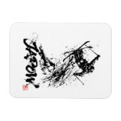 Snowboard Brush Art - Skier jump マグネット (横)
