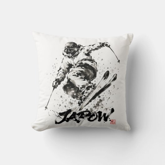 Snowboard Brush Art - Skier Light クッション (正面)