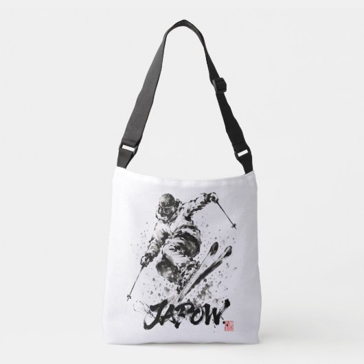 Snowboard Brush Art - Skier Light クロスボディバッグ (正面)