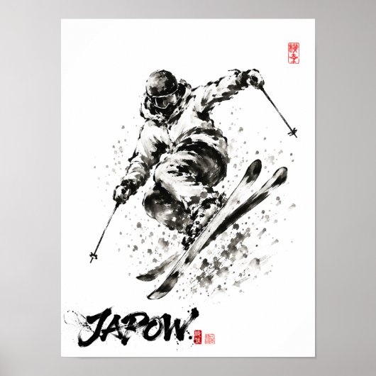 Snowboard Brush Art - Skier light ポスター (正面)