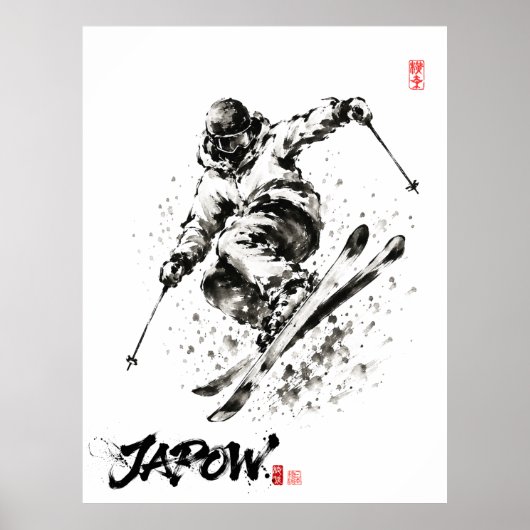 Snowboard Brush Art - Skier light ポスター (正面)