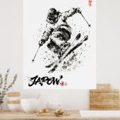 Snowboard Brush Art - Skier light ポスター (キッチン)