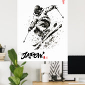 Snowboard Brush Art - Skier light ポスター (ホームオフィス)