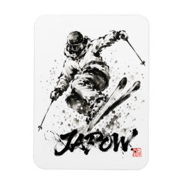 Snowboard Brush Art - Skier Light マグネット