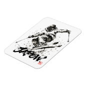 Snowboard Brush Art - Skier Light マグネット (左側)