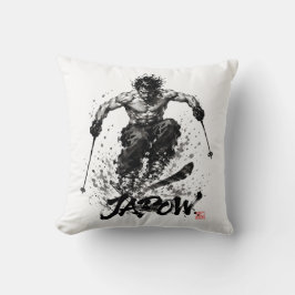 Snowboard Brush Art - Skier Samurai Musashi Ski クッション