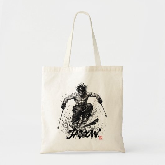Snowboard Brush Art - Skier Samurai Musashi Ski トートバッグ (正面)