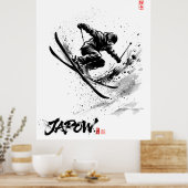 Snowboard Brush Art - Skier Slush ポスター (キッチン)
