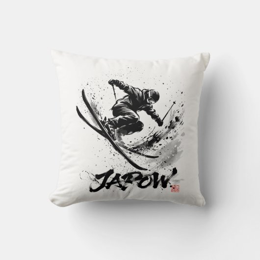 Snowboard Brush Art - Skier Slush Powder クッション (正面)