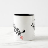 Snowboard Brush Art - Skier Slush Powder ツートーンマグカップ (中央)