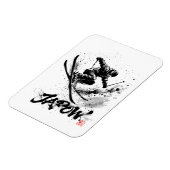Snowboard Brush Art - Skier Slush Powder マグネット (左側)