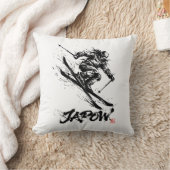 Snowboard Brush Art - Skier Women クッション (ブランケット)