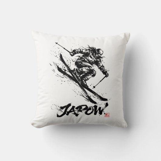 Snowboard Brush Art - Skier Women クッション (正面)