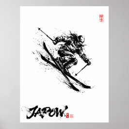 Snowboard Brush Art - Skier Women ポスター