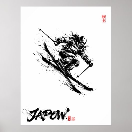 Snowboard Brush Art - Skier Women ポスター (正面)