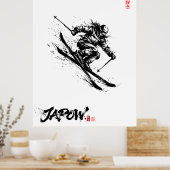 Snowboard Brush Art - Skier Women ポスター (キッチン)