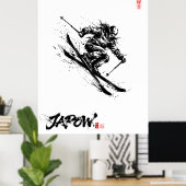 Snowboard Brush Art - Skier Women ポスター (ホームオフィス)
