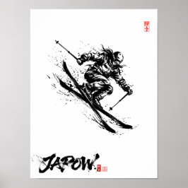 Snowboard Brush Art - Skier Women ポスター