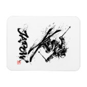 Snowboard Brush Art - Skier Women マグネット (横)