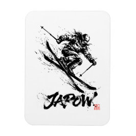 Snowboard Brush Art - Skier Women マグネット