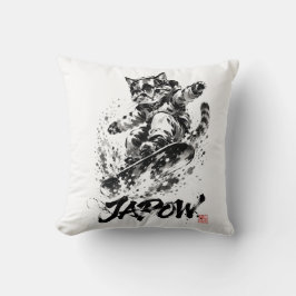 Snowboard Brush Art - Snowboarder cat クッション