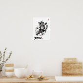 Snowboard Brush Art - Snowboarder cat ポスター (キッチン)