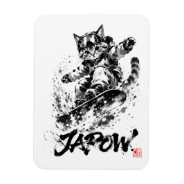 Snowboard Brush Art - Snowboarder cat マグネット
