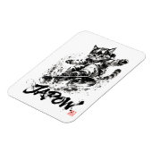 Snowboard Brush Art - Snowboarder cat マグネット (左側)