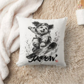 Snowboard Brush Art - Snowboarder Dog クッション (ブランケット)