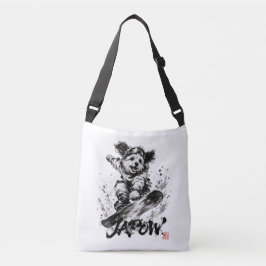 Snowboard Brush Art - Snowboarder Dog クロスボディバッグ