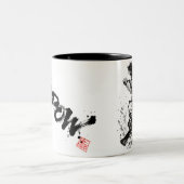 Snowboard Brush Art - Snowboarder Dog ツートーンマグカップ (中央)