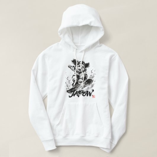 Snowboard Brush Art - Snowboarder Dog パーカ (デザイン正面)